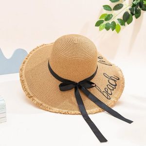 Bow Decor Beach Life Floppy Straw Hat